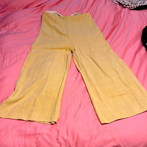 Linen wide leg high waist cropped pants - Picture 1 of 4